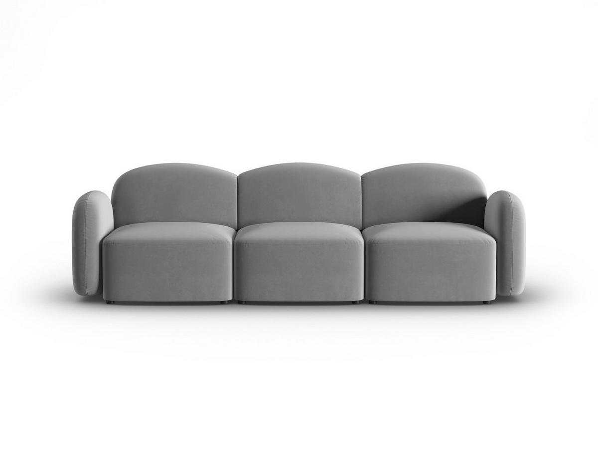 SOFA Blair aus Samt hellgrau 3 Sitzplätze - Hellgrau, Textil (87/80/272cm) - Micadoni