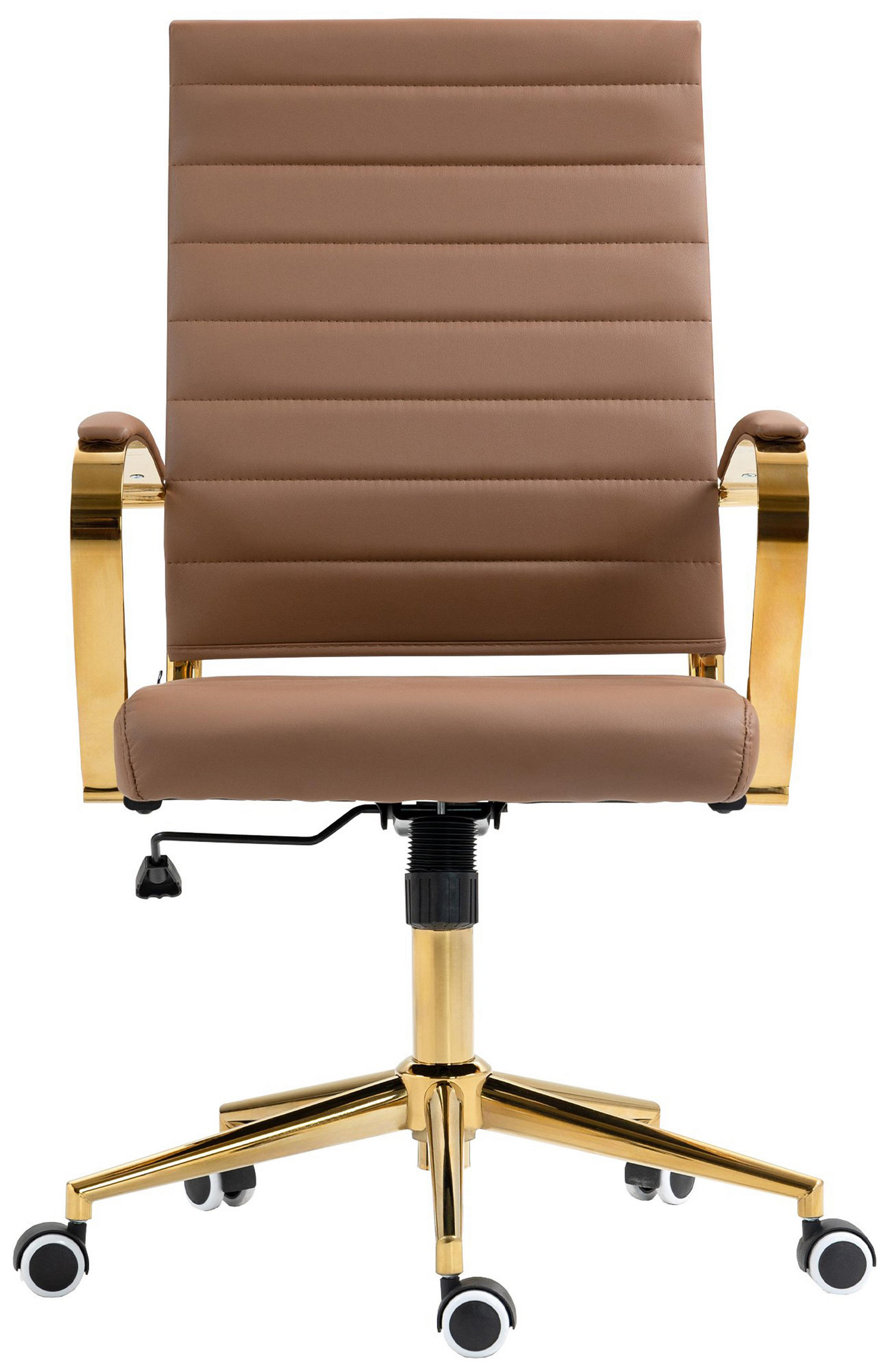 BÜROSTUHL Vantor Kunstleder hellbraun - Hellbraun/Goldfarben, Metall (57/109/59cm) - TPFLiving