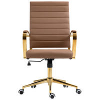 BÜROSTUHL Vantor Kunstleder hellbraun - Hellbraun/Goldfarben, Metall (57/109/59cm) - TPFLiving