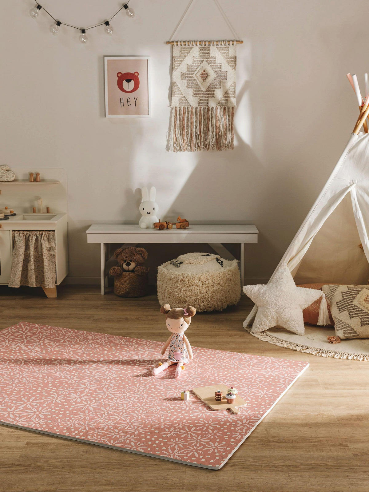 SPIELMATTE Daisy Rosa 120x180 cm - Rosa, Textil (120/180cm) - Lytte