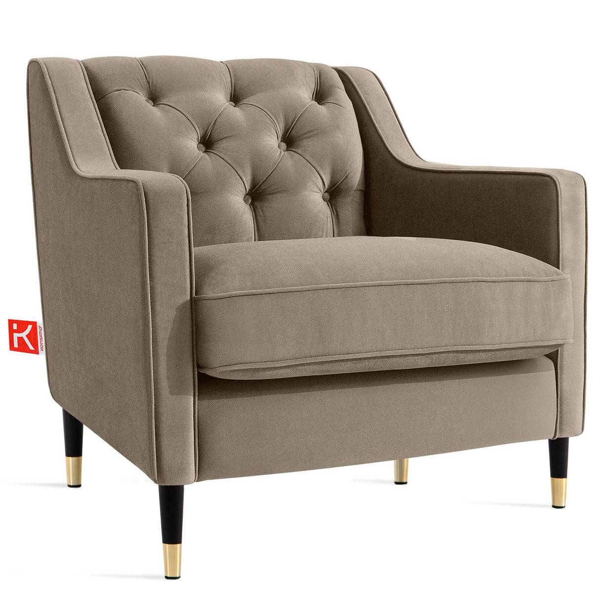 SESSEL NOMUS Kunstleder, gesteppt, Beige - Wengefarben/Beige, Holz/Holzwerkstoff (77/78/80cm) - KONSIMO®