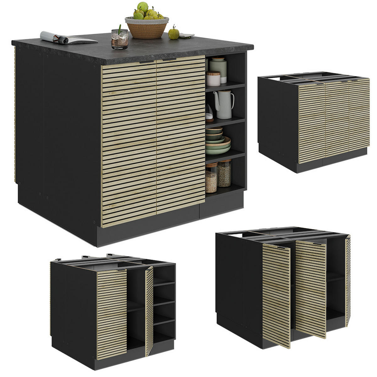 KÜCHENINSEL Fame-Line Eiche Paneel 90 cm ohne Arbeitsplatte - Hellbraun/Eichefarben, Holzwerkstoff (90/82/60cm) - Vicco