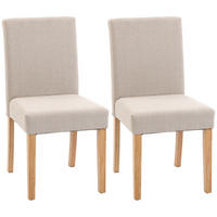 ESSZIMMERSTUHL 2er Set Polyester Gummibaumholz Creme - Creme/Naturfarben, Holz/Textil (46/88/56cm) - HOMCOM