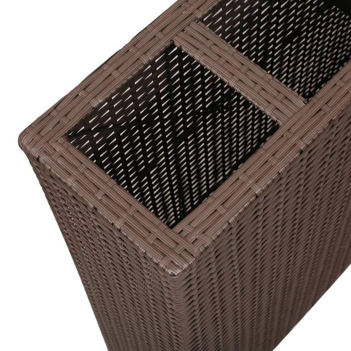 BLUMENKASTEN 4 Innentöpfe aus Rattan Braun | 79x22x76cm BxTxH - Braun, Kunststoff (79/76/22cm) - DELUKE