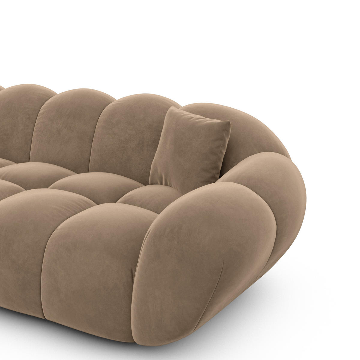 ECKSOFA Liva Braun Samtstoff L-Form Links - Braun, Textil (265/160cm) - VAROYAL