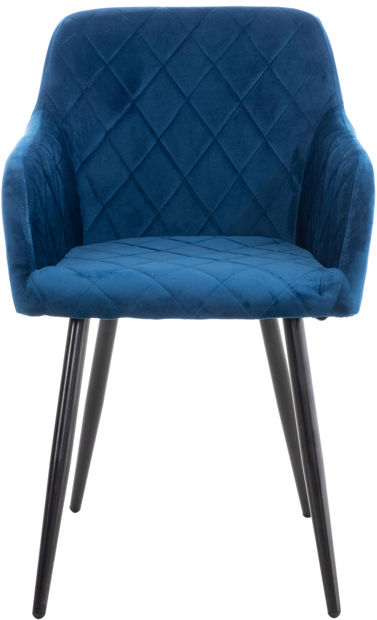 ESSZIMMERSTUHL Shyva Samt, Gestell Metall matt Schwarz Blau - Blau/Schwarz, Textil/Metall (47/84/44cm) - TPFLiving