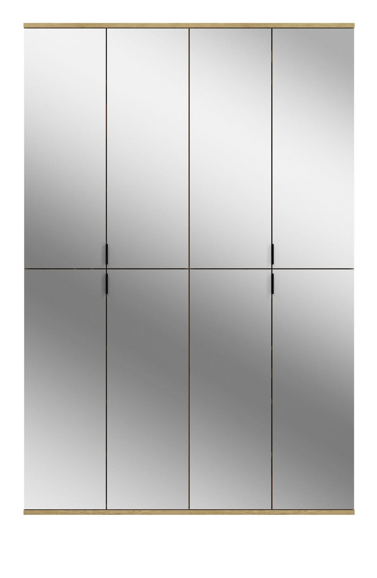 GARDEROBENSCHRANK Eiche Artisan 122 cm, Flurschrank mit Spiegel - Chromfarben/Schwarz, Glas/Holzwerkstoff (122/193/34cm) - Inn.Furn