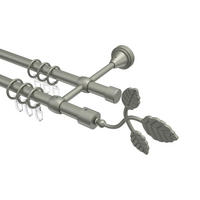 GARDINENSTANGEN-SET Primus Alessia 180 cm, 2-läufig, 16 mm Ø Chrom matt - Chromfarben/Nickelfarben, Metall (180cm) - INTERDECO
