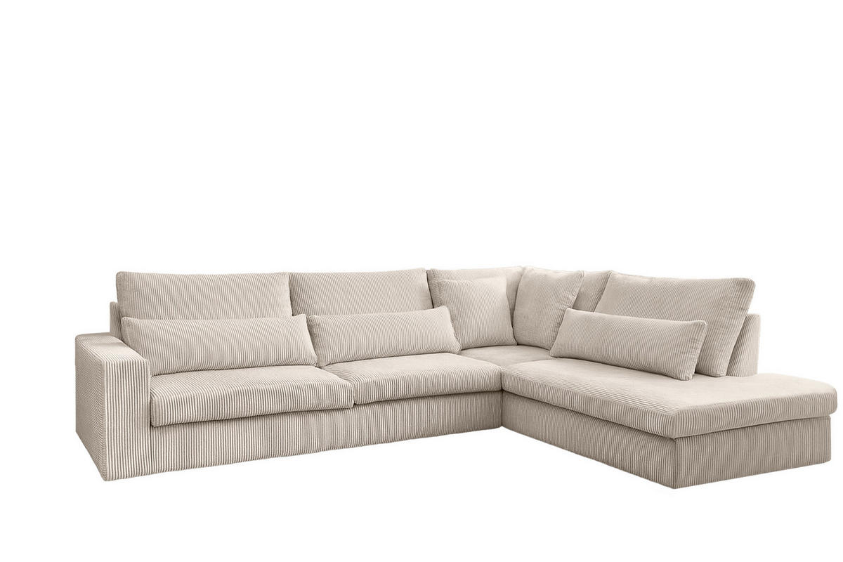 ECKSOFA L-Form SVEN Stoff Poso Beige Rechts - Creme, Textil (315/245cm) - Kaiser Möbel