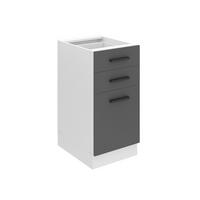 KÜCHENUNTERSCHRANK 40 cm, ohne Arbeitsplatte, mit Schubladen, Silber matt - Silberfarben, Holz (40/82/51.6cm) - B BELINI GROUP