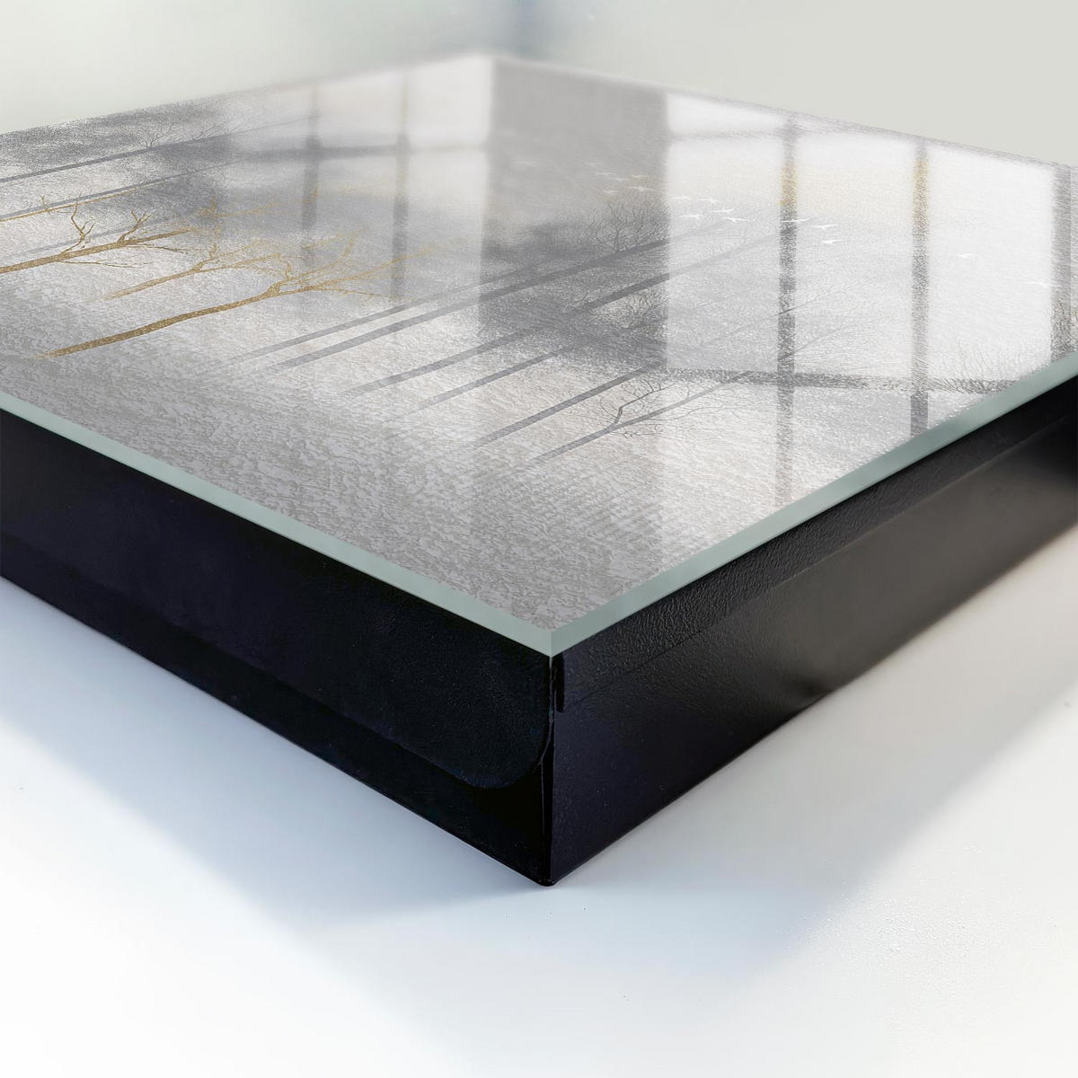 SCHLÜSSELBOX Schwarz 30x30 cm- Türöffnung nach rechts - Nebelwald - Grau, Metall (30/30/5cm) - TULUP