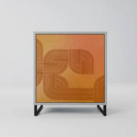 SIDEBOARD STRENGTHENING RELATION, Grau, 57,5x42x67,5 cm, Schwarze Metall-Rahmenfüße - Multicolor/Schwarz, Holzwerkstoff/Metall (57.5/67.5/42cm) - SpaceRebels