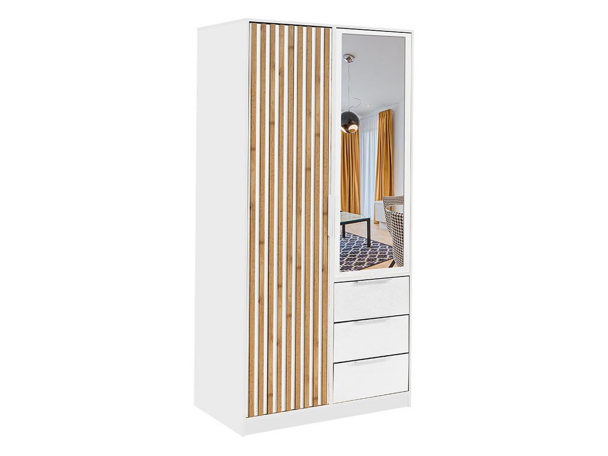 KLEIDERSCHRANK Bali Lux D2 - Weiß, Holzwerkstoff/Metall (100/200/58cm) - MIRJAN24