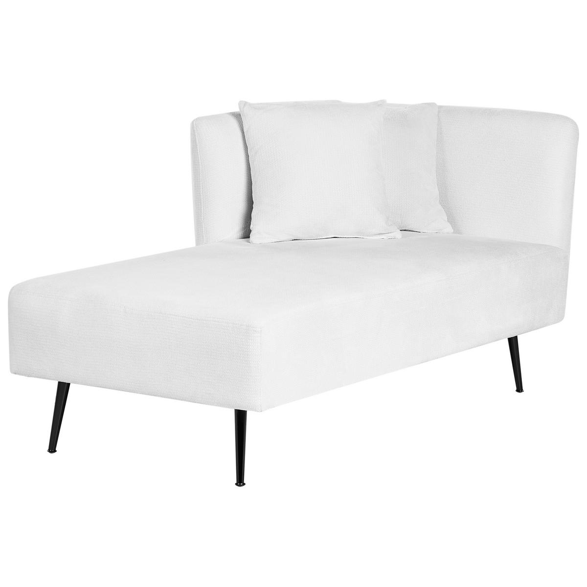 ČALOUNĚNÉ LEHÁTKO CHAISE LONGUE krémově bílé pravostranné Riom - bílá/černá, textil (156/75/77cm) - Beliani