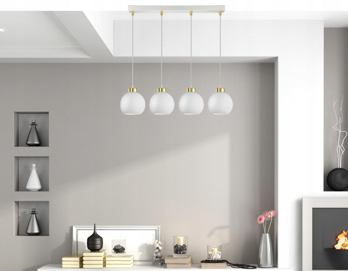 PENDELLEUCHTE GOLDGLAS - Goldfarben/Weiß, Glas/Metall (14/70/80cm) - kiki design