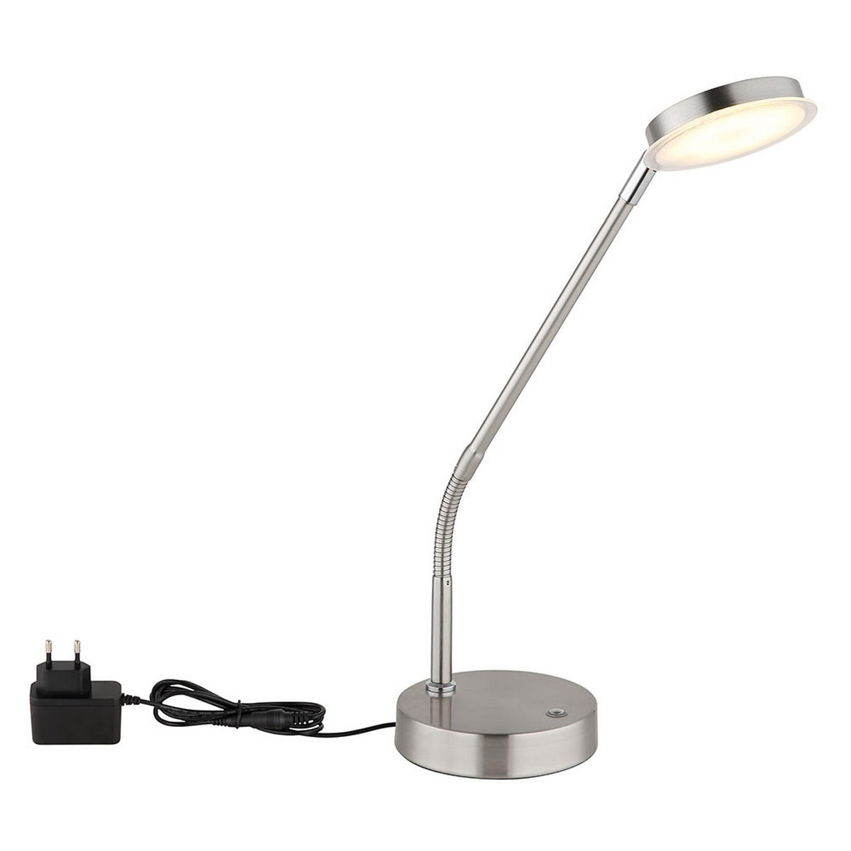 LED TISCHLEUCHTE SILVIO, SILBER, METALL, FLEXIBLER ARM - Silberfarben, Metall (43/13/53.5cm) - Globo Lighting