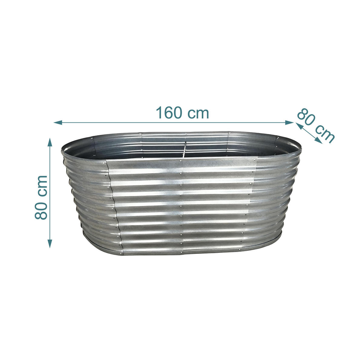 HOCHBEET - Silberfarben, Metall (80/160/80cm) - Relaxdays