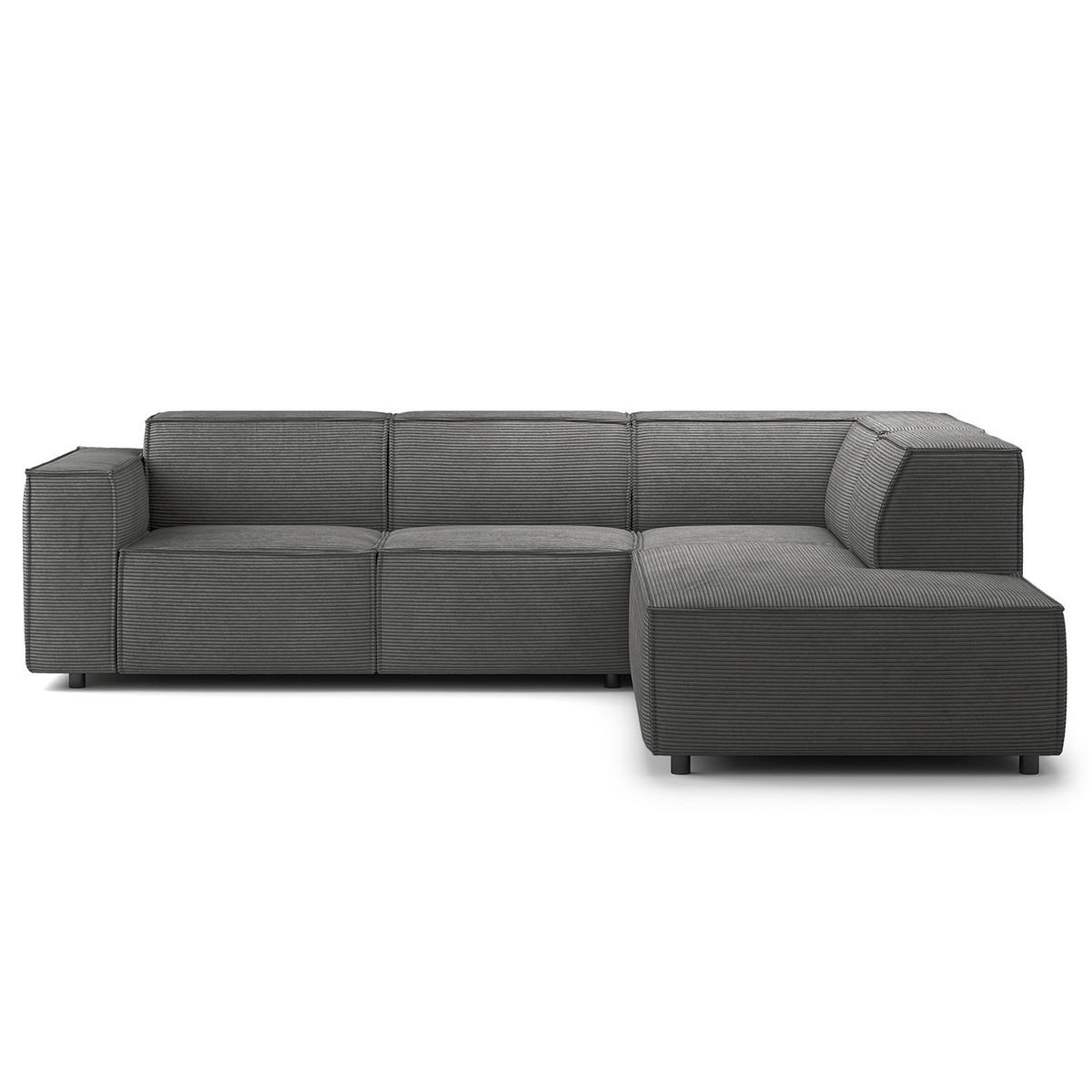 ECKSOFA mit Ottomane - Anthrazit/Schwarz, Kunststoff/Textil (260/234cm) - home24