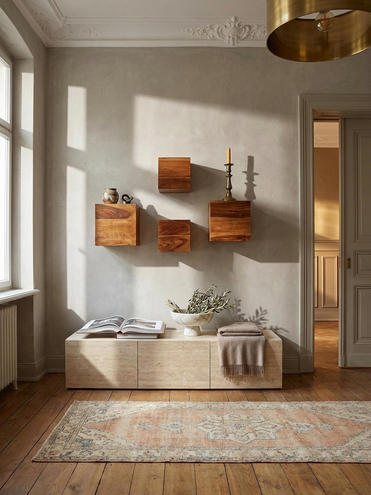 WANDREGAL Massivholz Modern Stil 4er Set Cubes Design verschiedene Größen - Braun, Holz (25/25/25cm) - KADIMA DESIGN