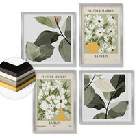 WANDBILDER 4er Set - 50x50 cm & 40x60 cm Silberner Rahmen - Blumenmuster London Dublin - Silberfarben, Kunststoff (50/50cm) - ArtPrintCave