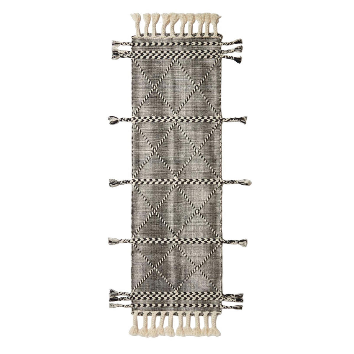 KELIM-TEPPICHLÄUFER Edessa 66/200 cm - Schwarz, Textil (66/200cm) - Homescapes