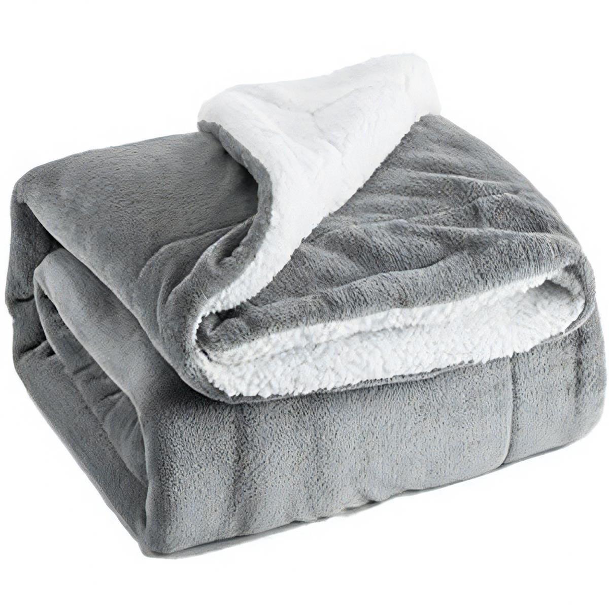 KUSCHELDECKE Sherpa 200 / 150 cm (Grau) - Grau, Textil (150/200cm)