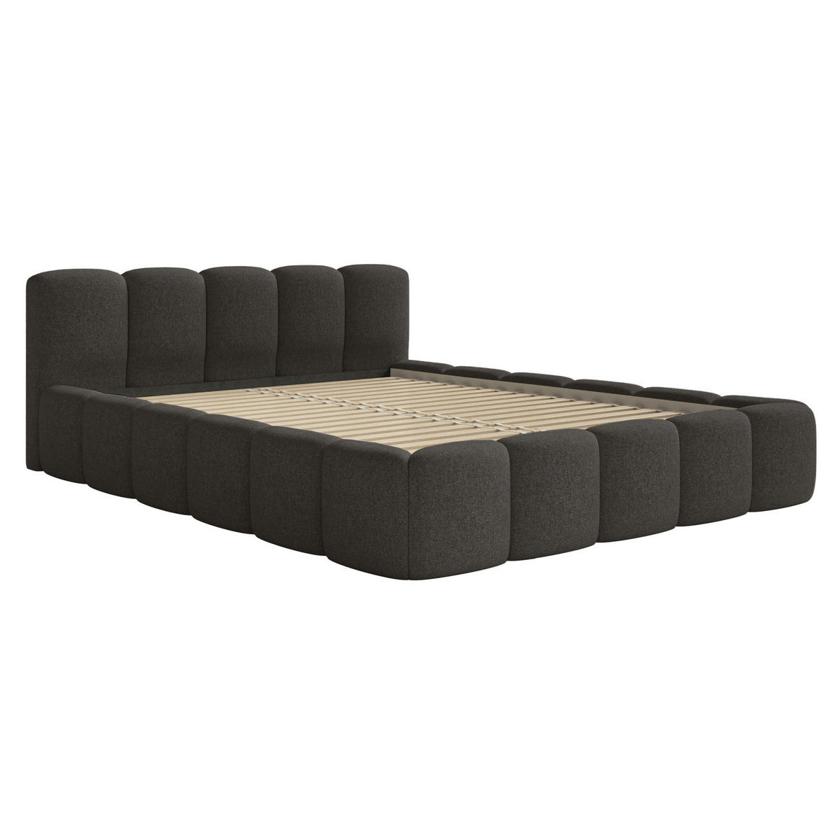 POLSTERBETT Cloudy Low Graphit Chenillebezug 160x200 - Graphitfarben, Textil (160/200cm) - Selsey