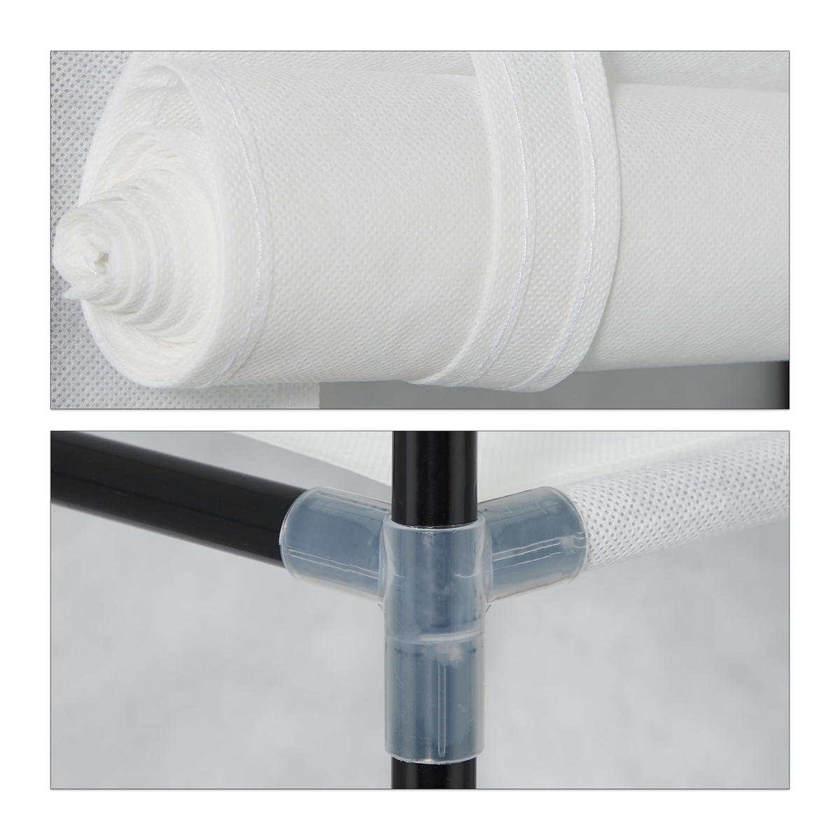 ROHOVÝ šatník - biela, kov/textil (100/169/83cm) - Relaxdays