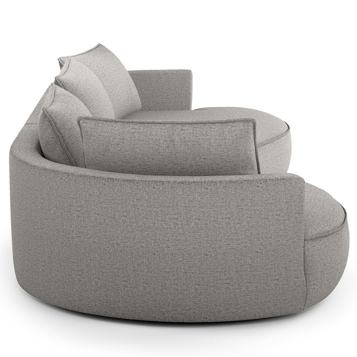 BIGSOFA - Hellgrau/Schwarz, Kunststoff/Textil (322/82/154cm) - home24