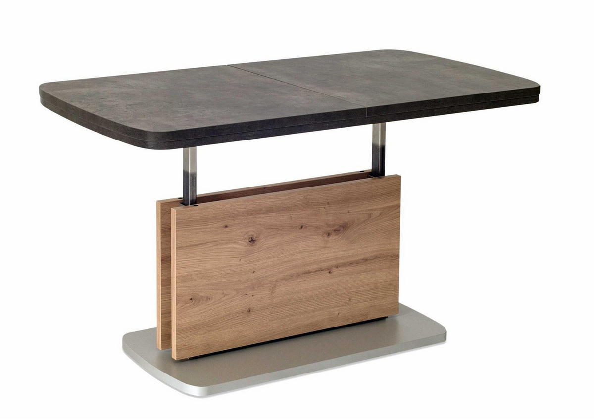 FUNKTIONSTISCH ausziehbar Catharina 110(145+180) x 63 x 53-72 Wohnzimmertisch Beton/Wildeiche - Multicolor, Holz (110/63/53cm) - 58aufmkessel