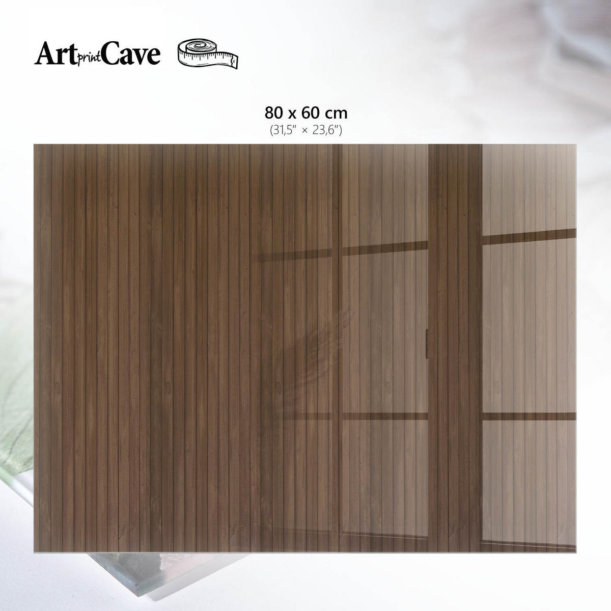 GLASPLATTE 80x60 cm – Holzstruktur - Grau, Glas (0.4/80/60cm) - ArtPrintCave