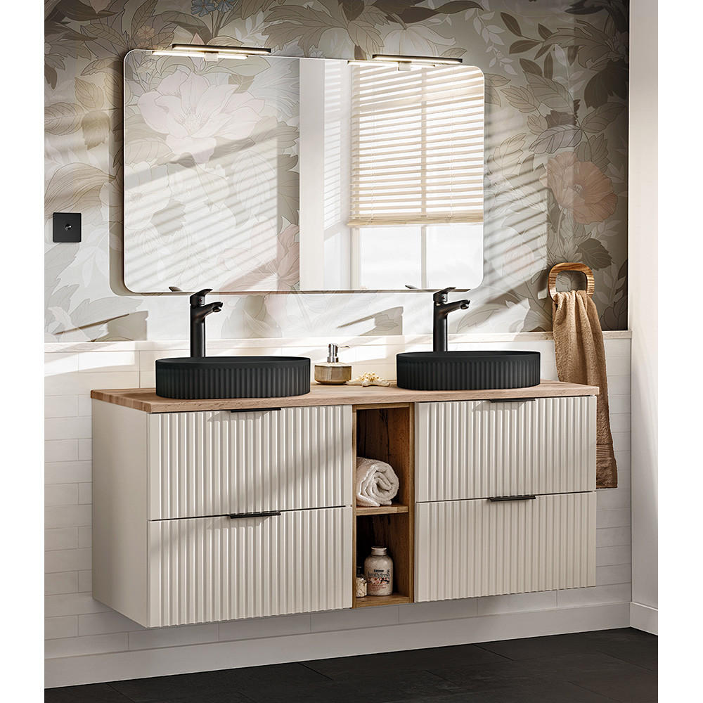 BADMÖBEL-SET 2-TLG. Adelaide-56 - Beige, Holzwerkstoff (140/200/47cm) - Lomado