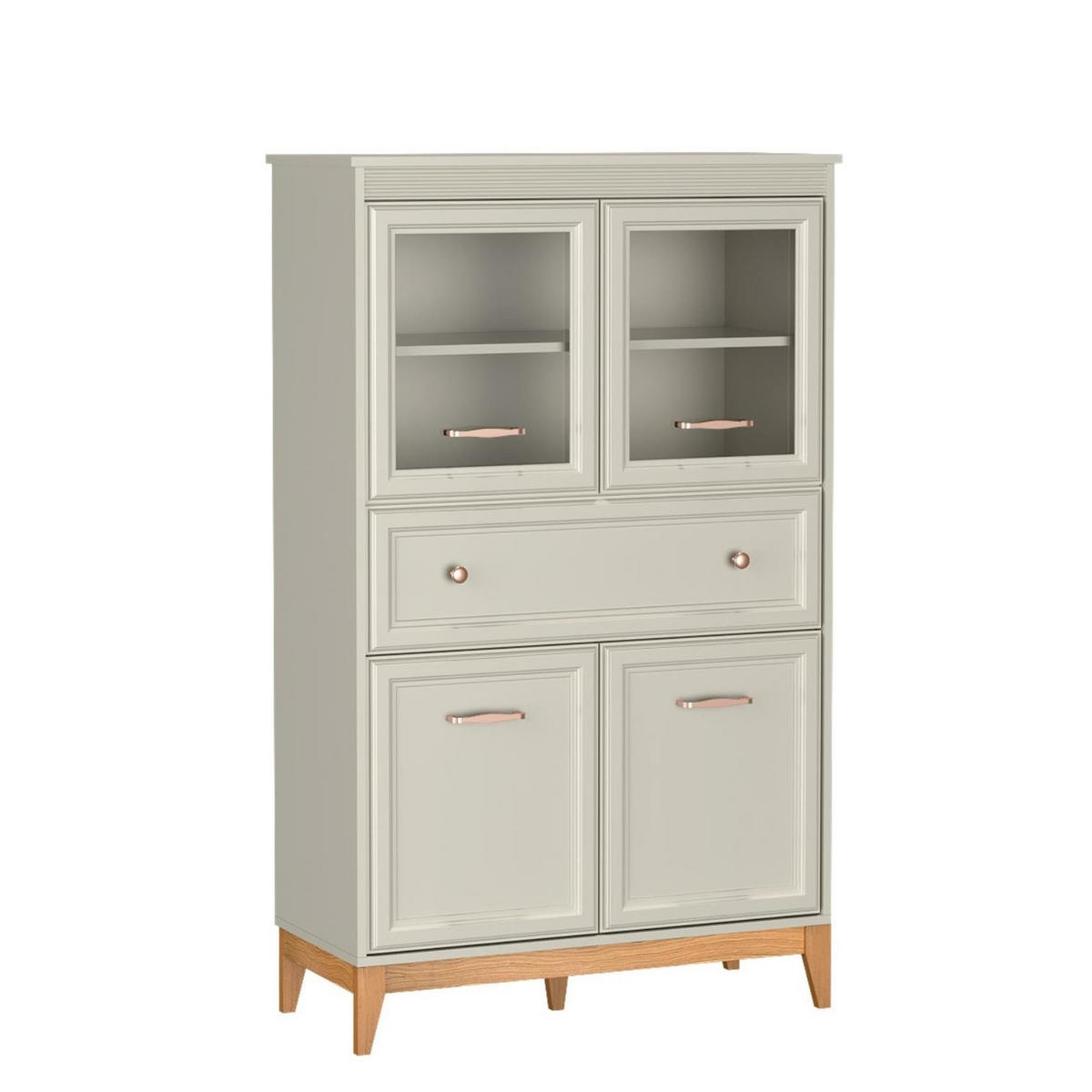 VITRINE Windsor Kaschmir, Viertürige mit Schublade - Kaschmir, Holzwerkstoff (92/151/41cm) - Bettso