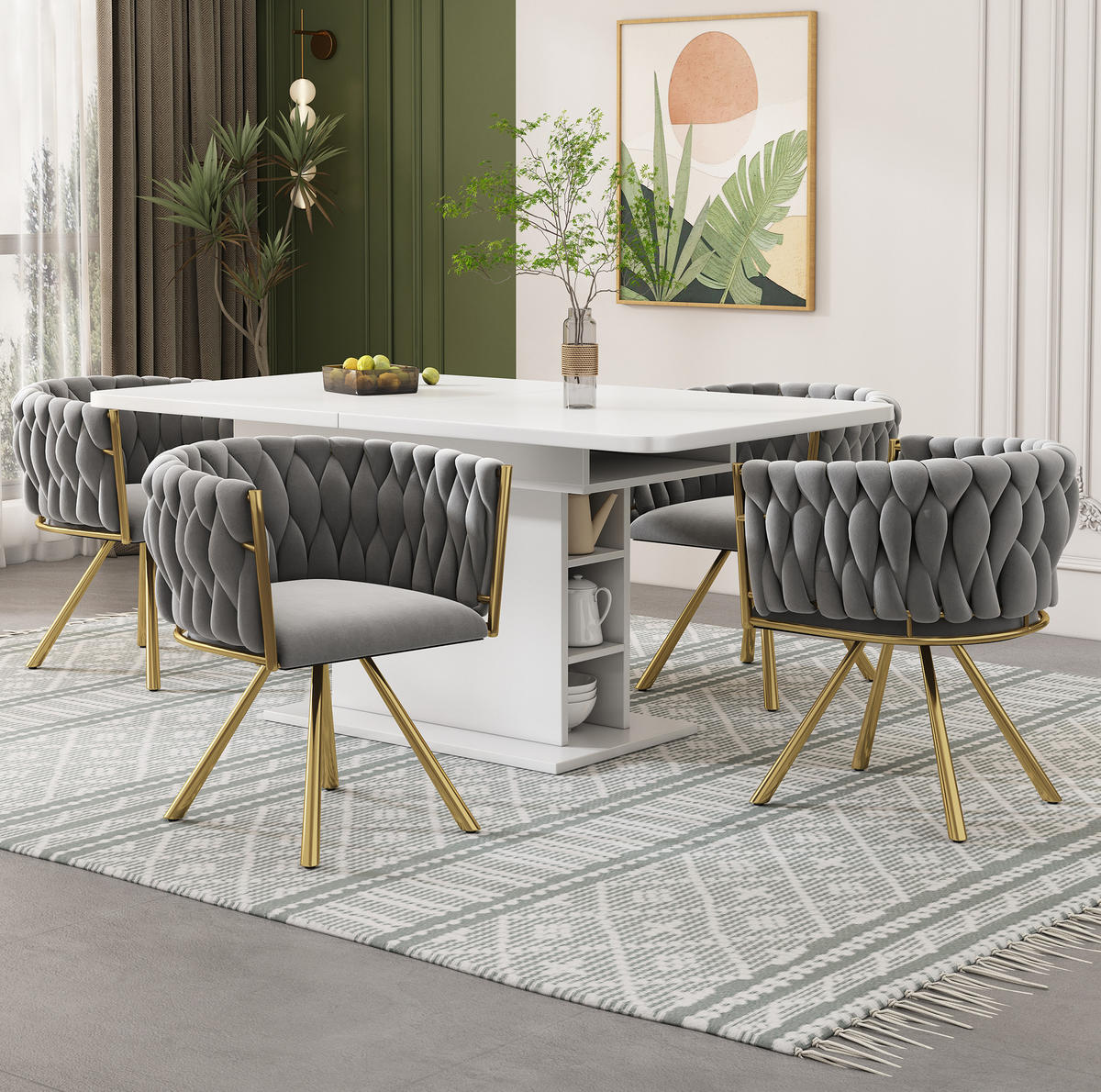 ESSZIMMERSTUHL 2er-Set 360° drehbar Samt Grau/Gold - Grau, Metall (54/72/59cm) - Meubliv