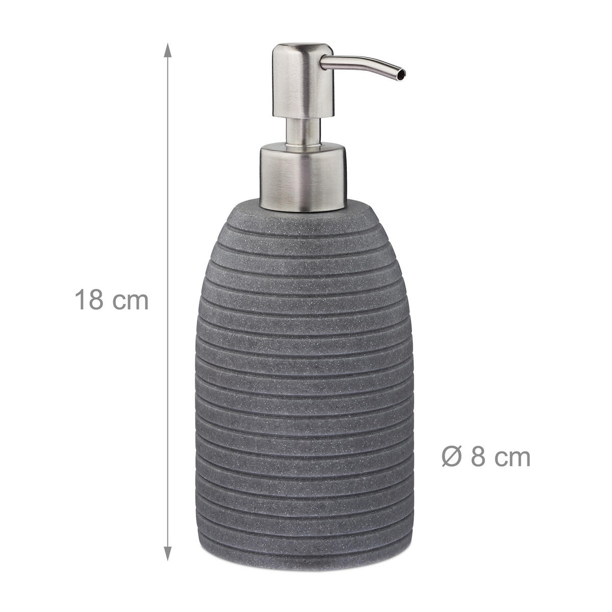 SEIFENSPENDER - Grau, Kunststoff/Metall (8/18/8cm) - Relaxdays