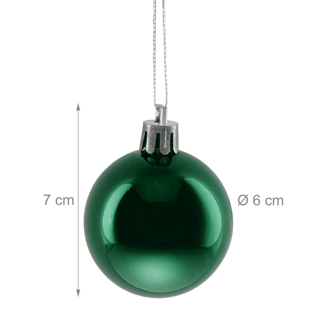 50XWEIHNACHTSKUGELN - Dunkelgrün, Kunststoff (6/7/6cm) - Relaxdays