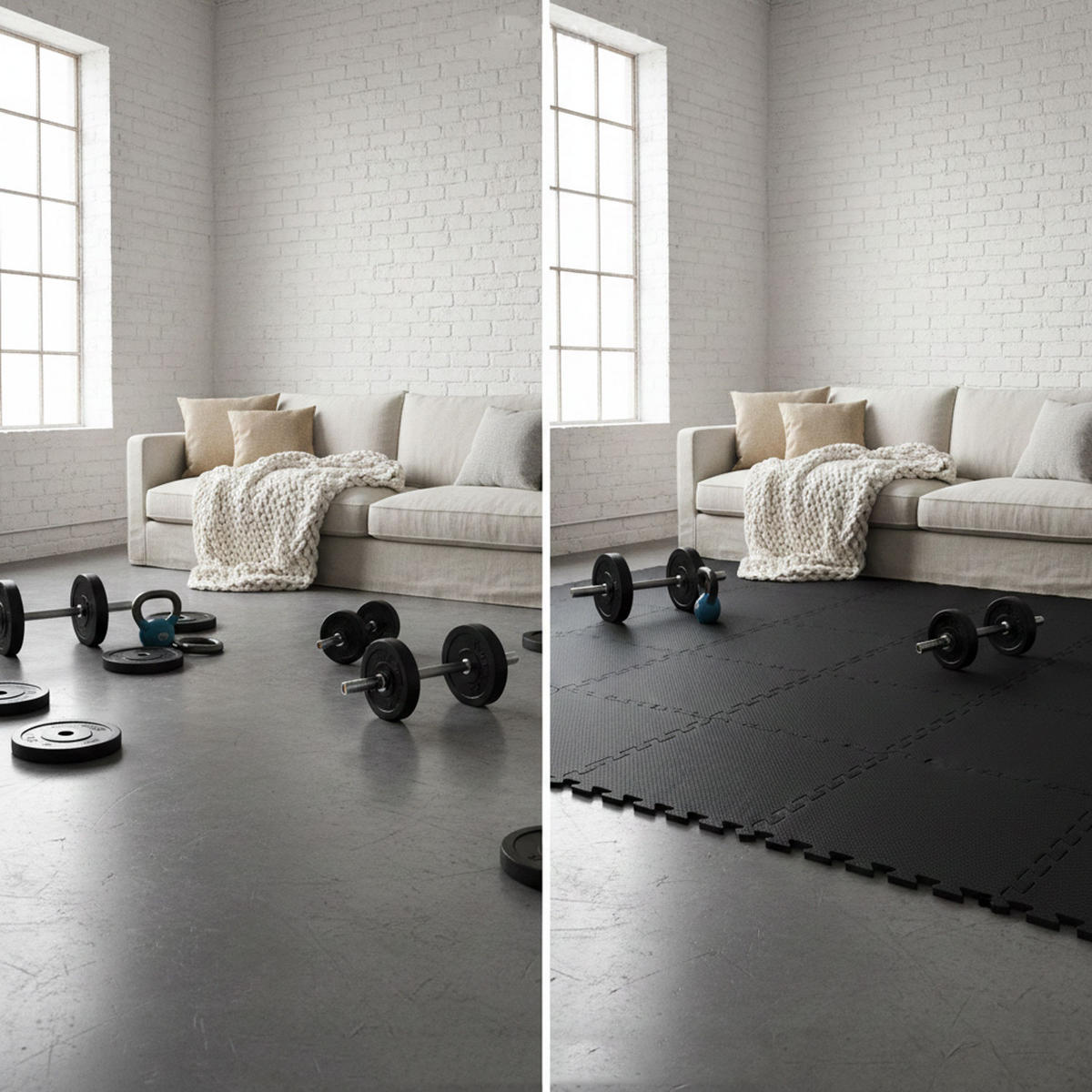 BODENSCHUTZMATTE 30x30x1 cm, Schwarz, 9er Set - Schwarz, Kunststoff (30/30cm) - eyepower