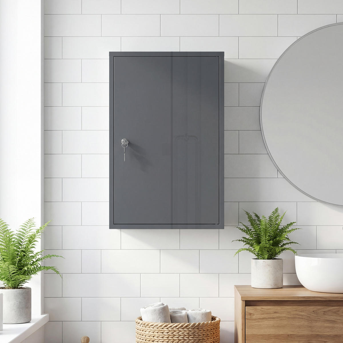 MEDIZINSCHRANK DE-09648 3 Regalböden, abschließbar Grau - Grau, Metall (40/60/18cm) - ComfortXL