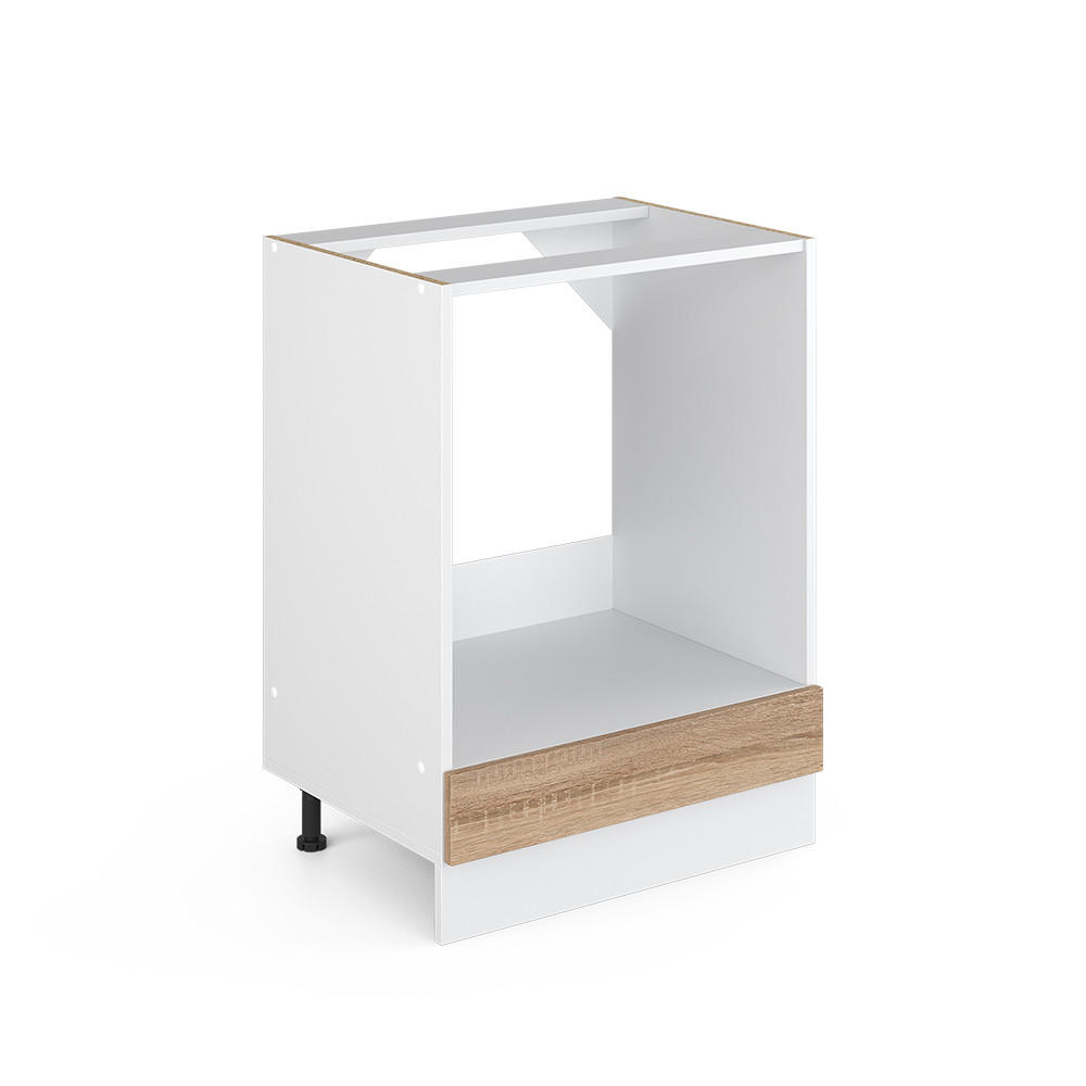 UNTERSCHRANK R-Line Sonoma 60 cm mit Großnische, ohne AP - Weiß/Sonoma Eiche, Holzwerkstoff (60/81.6/46cm) - Vicco