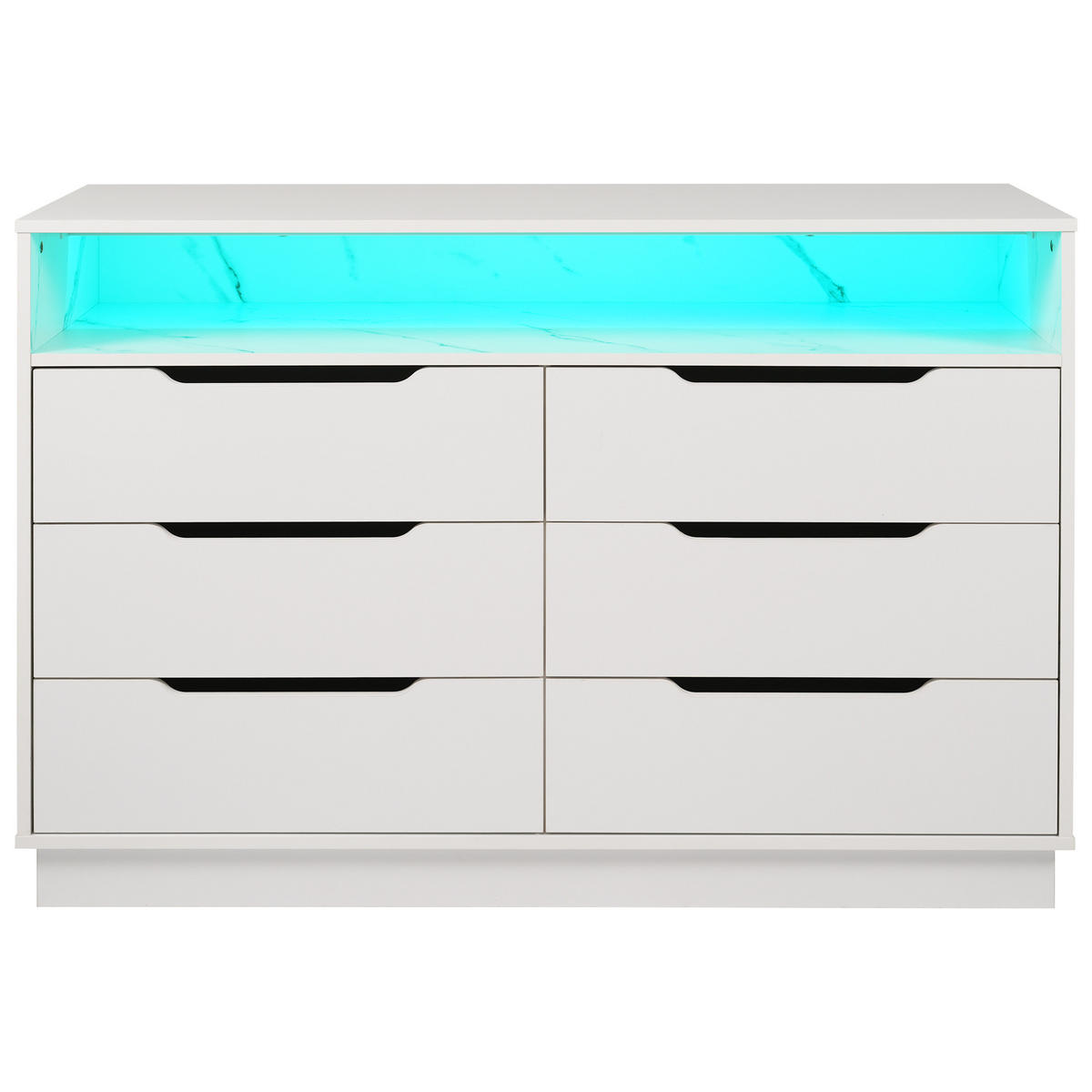 SIDEBOARD 120/40/85 cm Weiß aus Spanplatte mit LED - Weiß, Holzwerkstoff (120/85/40cm) - OKWISH