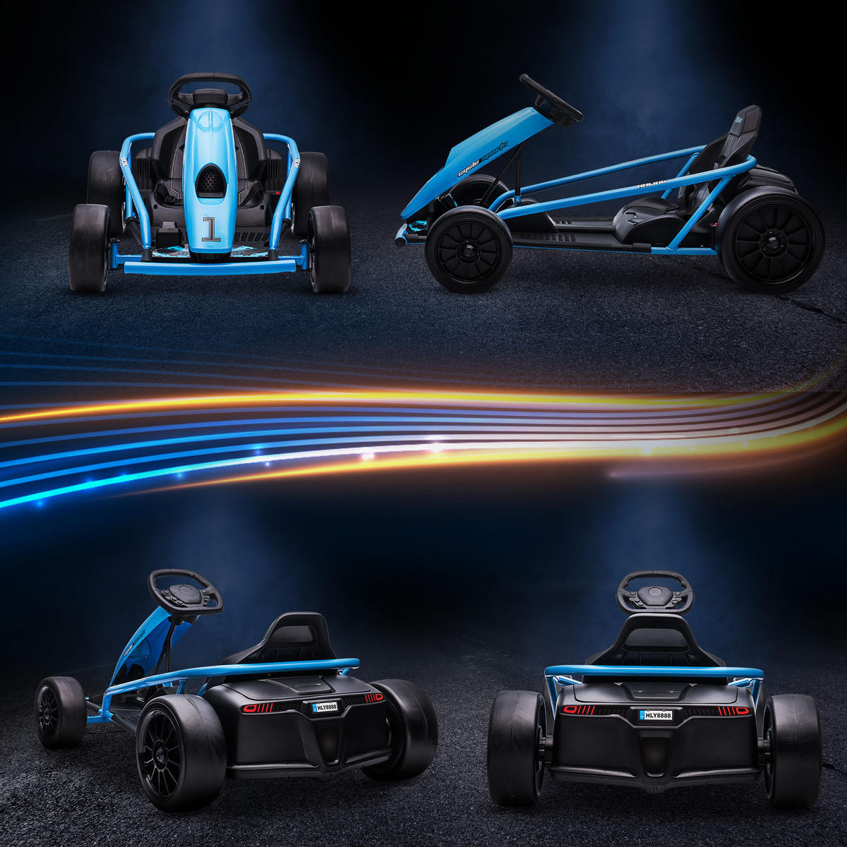 KINDER Elektro Gokart - Blau, Kunststoff/Metall (115/77/54cm) - HOMCOM