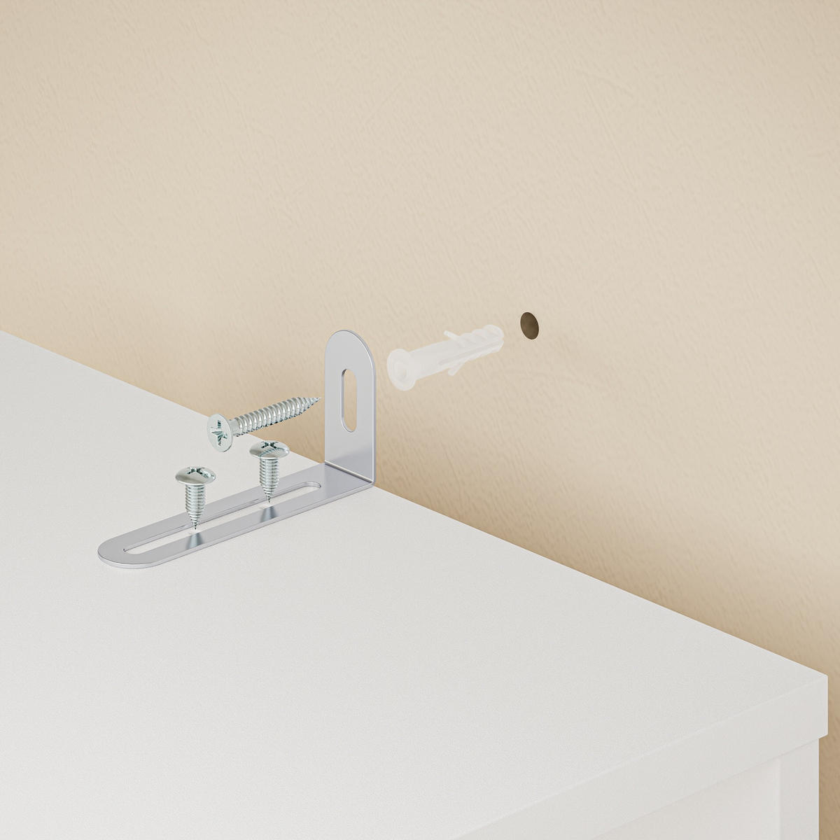 ECKSCHRANK mit Schubladen und Ordnerhalter STR15-W - Ahornfarben/Weiß, Holzwerkstoff/Fell (50/170/28cm) - SoBuy