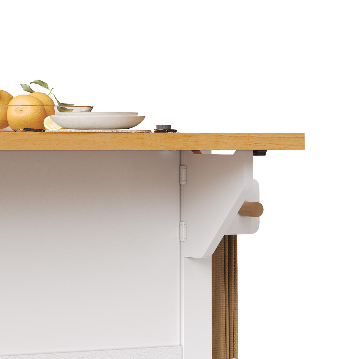 KÜCHENINSEL faltbar 99x70x90cm Weiß mit Schublade & 3 Türen - Weiß, Holzwerkstoff (99/90/70cm) - Modfu