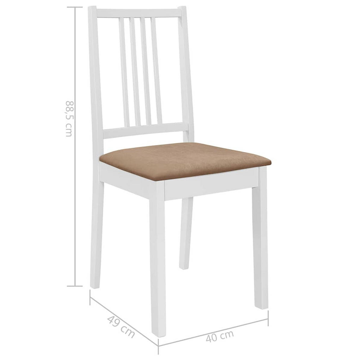 ESSZIMMERSTÜHLE Mit Polstern 2Er Set Weiss Massivholz - Opal, Holz (49/88.5/40cm) - vidaXL