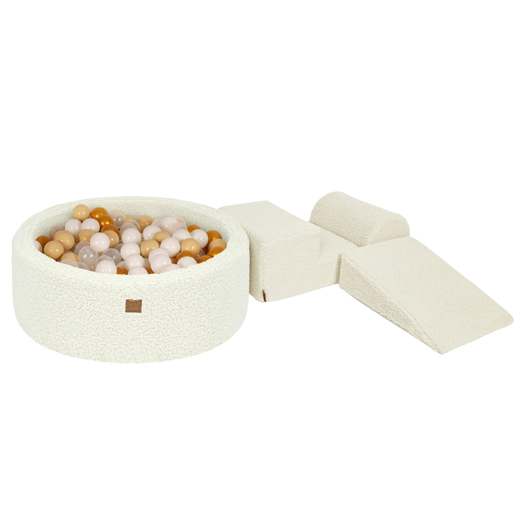 BÄLLEBAD mit Schaumstoff Bausteinen, Bearly, Creme - Transparent/Beige, Textil (230/45/30cm) - MeowBaby