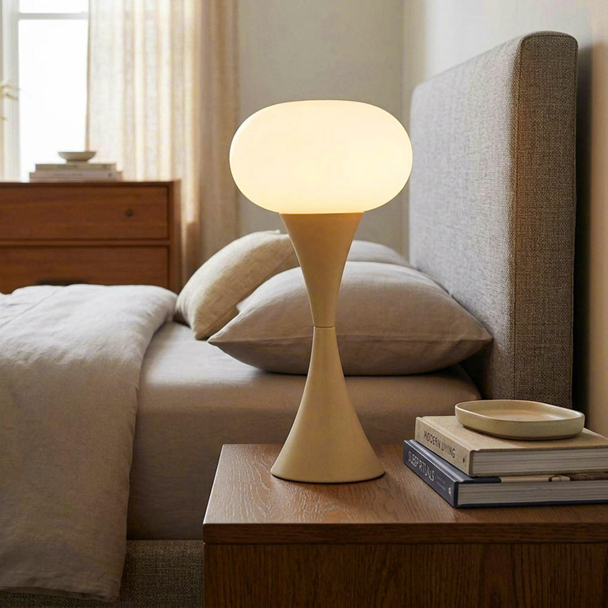TISCHLEUCHTE Lula 2er Set Glas opal - Beige, Glas (18/18/36.9cm) - Globo Lighting