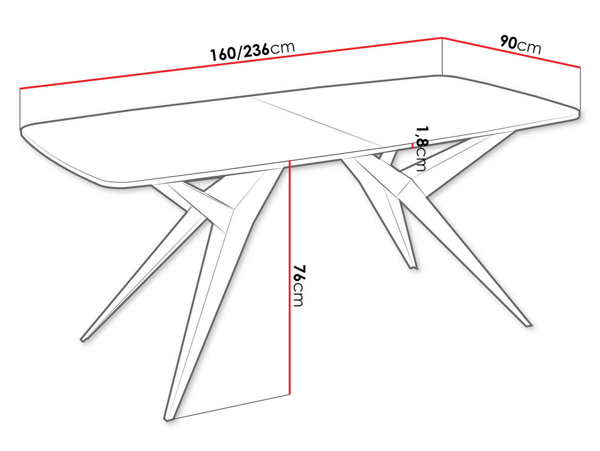 ESSTISCH ausziehbar Axis - Schwarz, Holzwerkstoff/Metall (90/160/76cm) - MIRJAN24