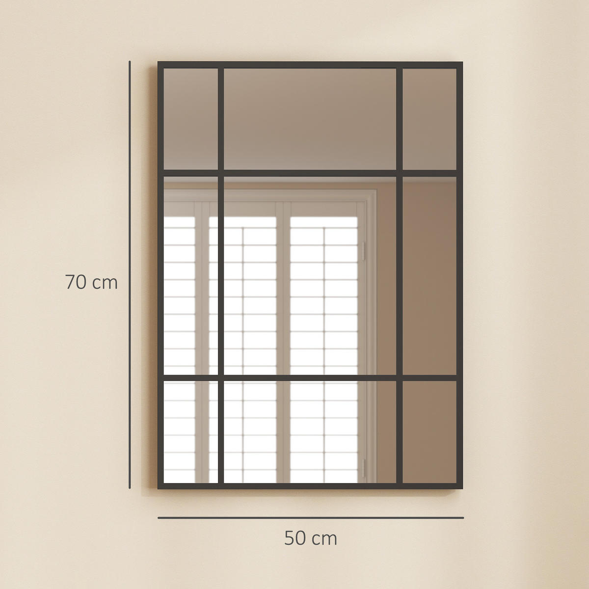 WANDSPIEGEL Glas Metall Schwarz - Schwarz, Glas (2/70/50cm) - HOMCOM
