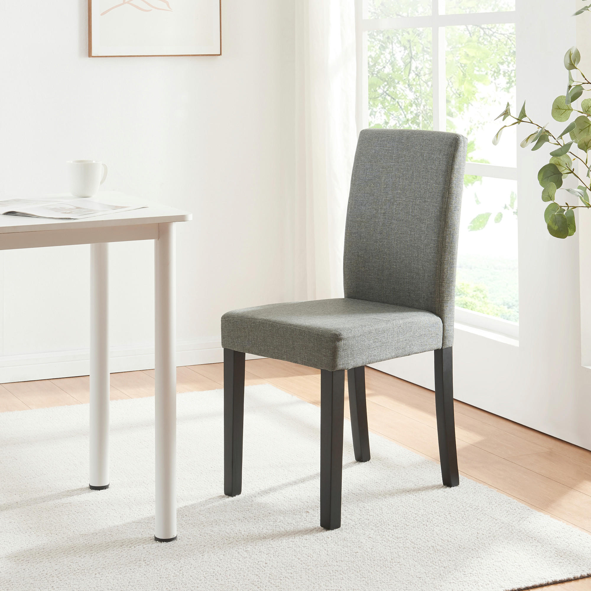 ESSZIMMERSTUHL-SET HAMBURG 6 TLG. - Hellgrau/Schwarz, Holz/Textil (43/89/54cm) - [en.casa]