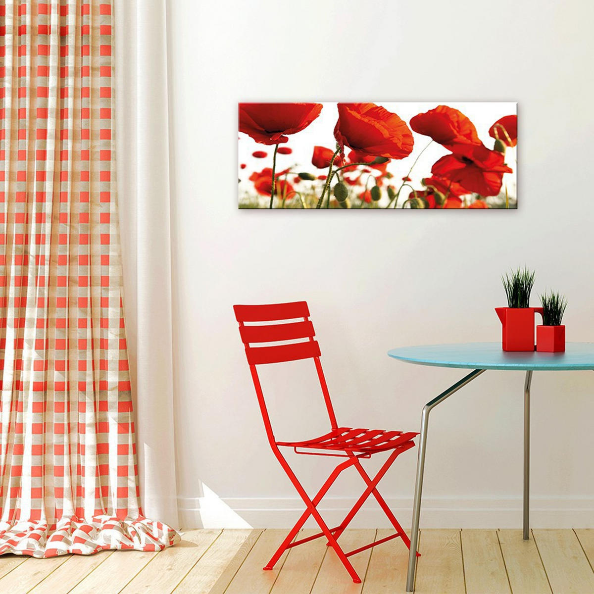 GLASBILD 80x30 cm Mohnblumen Rot - Weiß, Glas (80/30cm) - artissimo